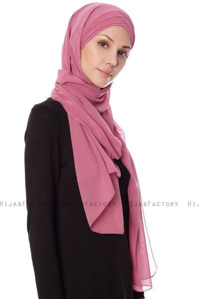 Mehtap - Dark Pink Practical One Piece Chiffon Hijab