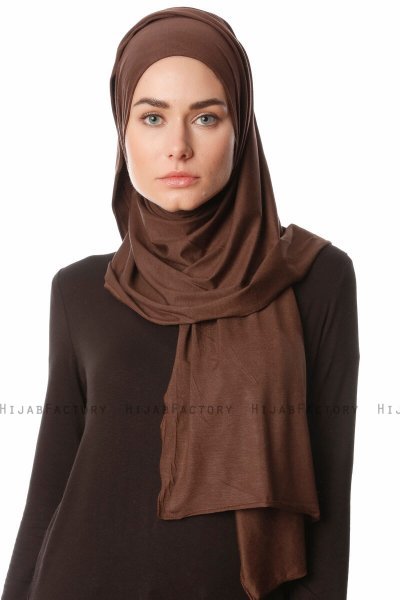 Melek - Brown Premium Jersey Hijab - Ecardin