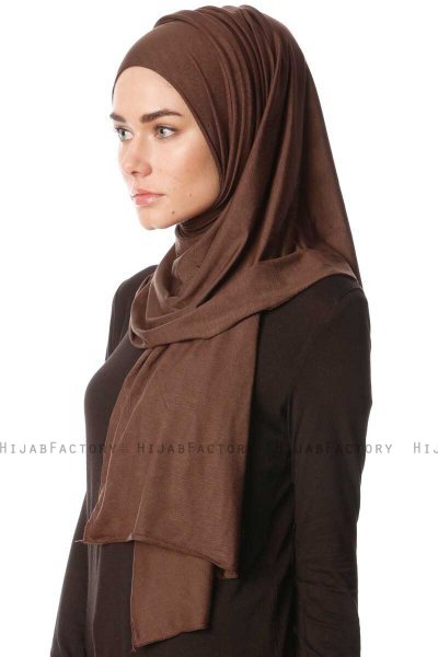Melek - Brown Premium Jersey Hijab - Ecardin