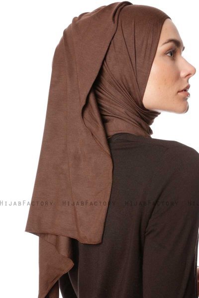 Melek - Brown Premium Jersey Hijab - Ecardin