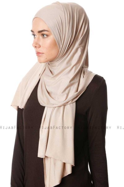Melek - Light Taupe Premium Jersey Hijab - Ecardin