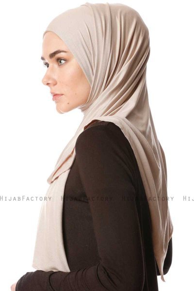 Melek - Light Taupe Premium Jersey Hijab - Ecardin