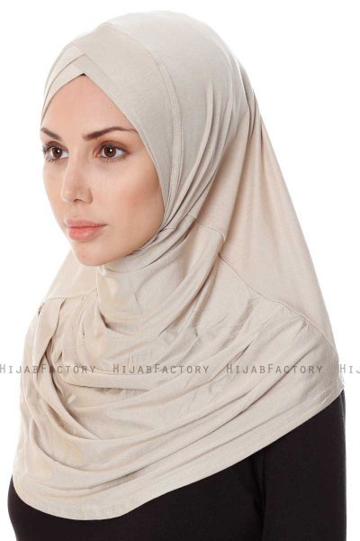 Mia - Light Taupe One-Piece Al Amira Hijab - Ecardin