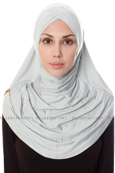 Mia - Light Grey One-Piece Al Amira Hijab - Ecardin