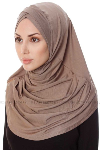 Mia - Dark Taupe One-Piece Al Amira Hijab - Ecardin