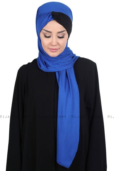 Mikaela - Blue & Black Practical Cotton Hijab
