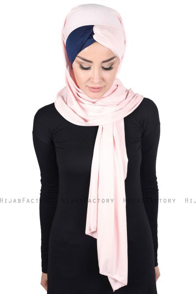 Mikaela - Dusty Pink & Navy Blue Practical Cotton Hijab
