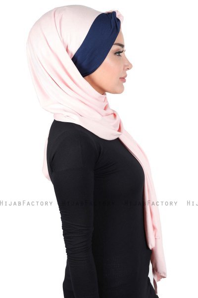 Mikaela - Dusty Pink & Navy Blue Practical Cotton Hijab