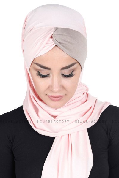 Mikaela - Dusty Pink & Taupe Practical Cotton Hijab