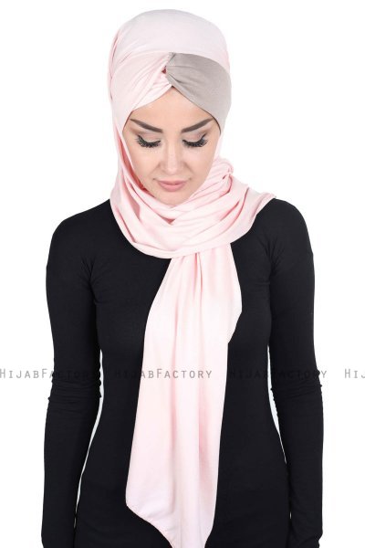 Mikaela - Dusty Pink & Taupe Practical Cotton Hijab