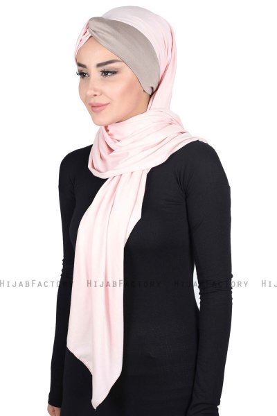 Mikaela - Dusty Pink & Taupe Practical Cotton Hijab