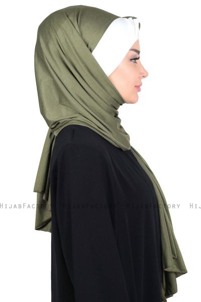 Mikaela - Khaki & Creme Practical Cotton Hijab