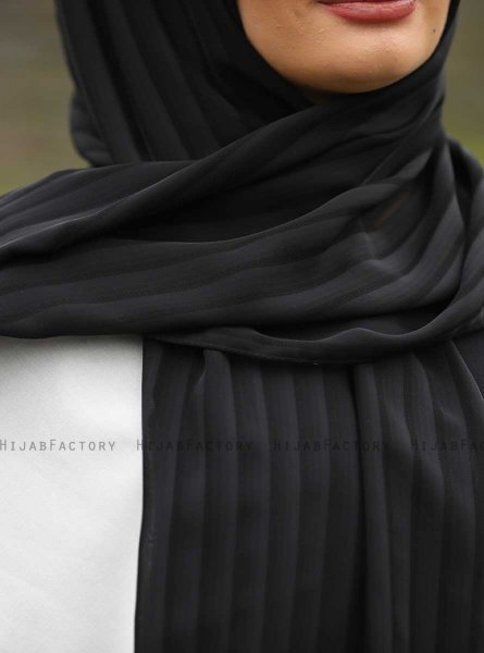 Mounira - Black Chiffon Hijab - Mirach
