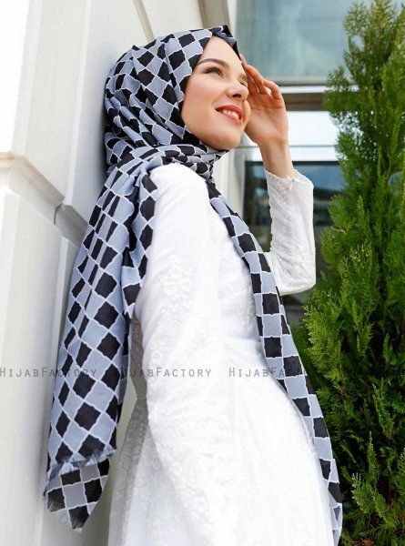Nakia - Black Patterned Hijab - Sal Evi