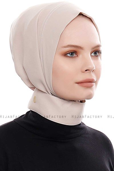 Narin - Light Taupe Practical One Piece Crepe Hijab