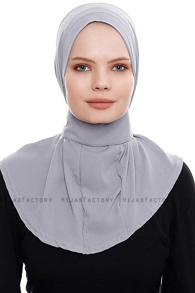 Narin - Light Grey Practical One Piece Crepe Hijab
