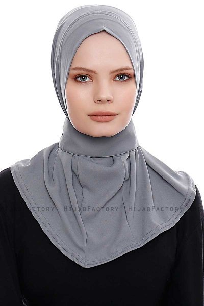 Narin - Dark Grey Practical One Piece Crepe Hijab
