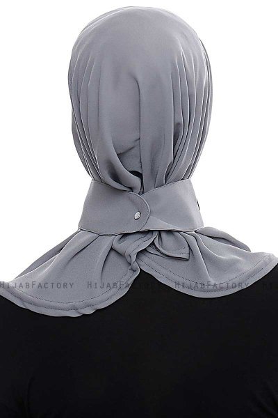 Narin - Dark Grey Practical One Piece Crepe Hijab