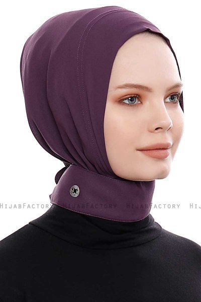 Narin - Dark Purple Practical One Piece Crepe Hijab