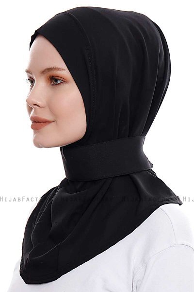 Narin - Black Practical One Piece Crepe Hijab