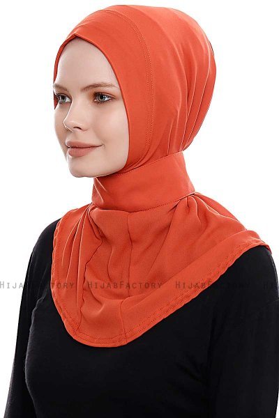 Narin - Brick Red Practical One Piece Crepe Hijab