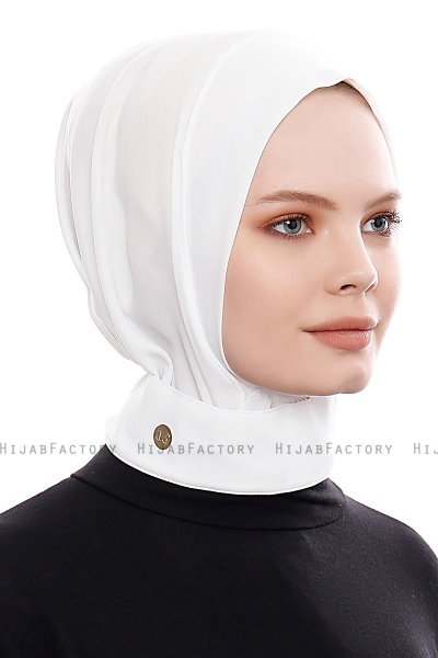 Narin - White Practical One Piece Crepe Hijab