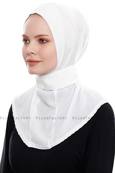 Narin - White Practical One Piece Crepe Hijab