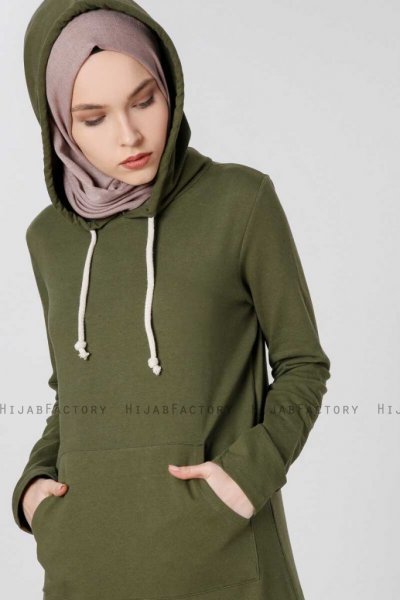 Nasira Khaki Klänning Med Hood 280101b