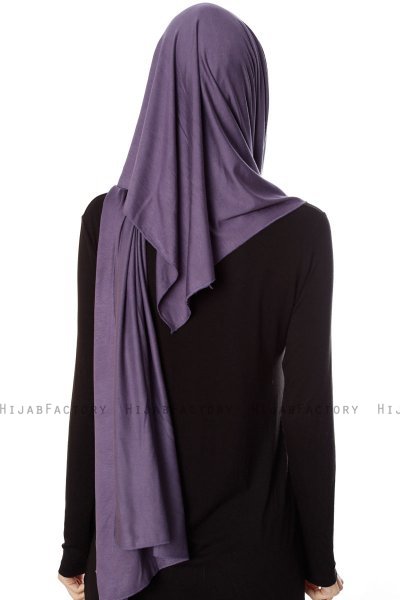 Naz - Purple & Stonegrey Practical One Piece Hijab - Ecardin