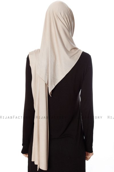 Naz - Light Taupe & Light Beige Practical One Piece Hijab - Ecardin