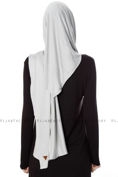 Naz - Light Grey & Light Blue Practical One Piece Hijab - Ecardin