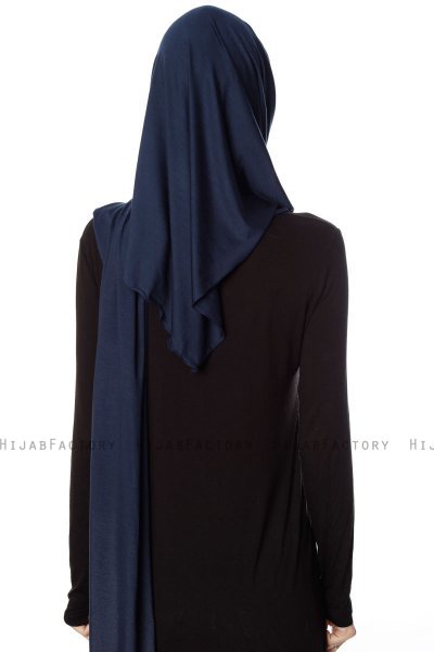 Naz - Navy Blue & Light Blue Practical One Piece Hijab - Ecardin