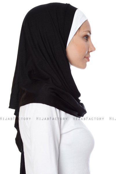 Naz - Black & White Practical One Piece Hijab - Ecardin
