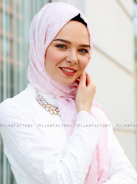 Nesrin - Pink Patterned Hijab - Sal Evi