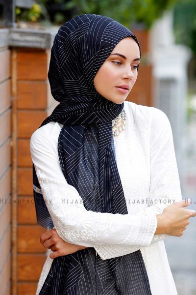 Nija - Black Patterned Hijab - Sal Evi