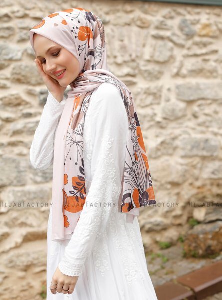 Pariza - Brown Leaf Patterned Hijab