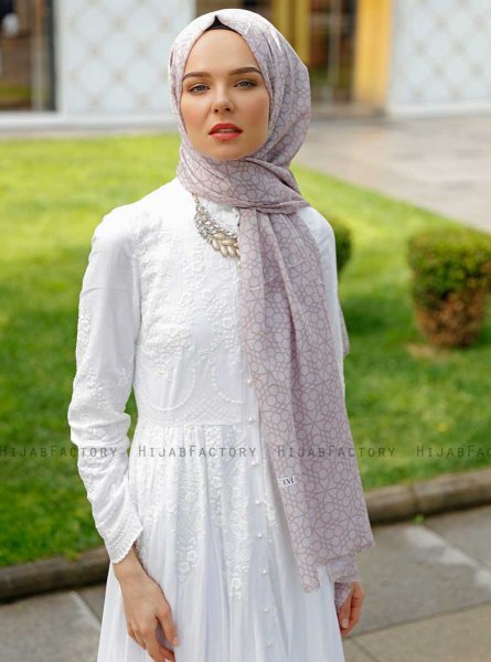 Pareesa - Taupe Patterned Hijab - Sal Evi