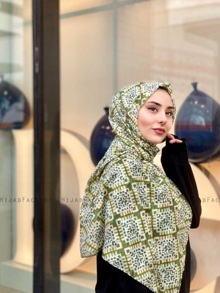 Parisha - Green Patterned Cotton Hijab - Mirach