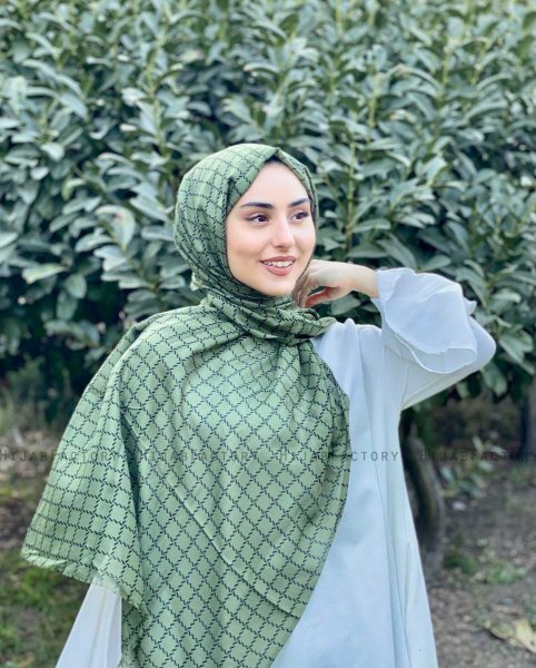 Qiana - Khaki Patterned Cotton Hijab