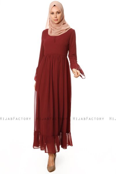 Samiya - Bordeaux Chiffon Dress - Burun