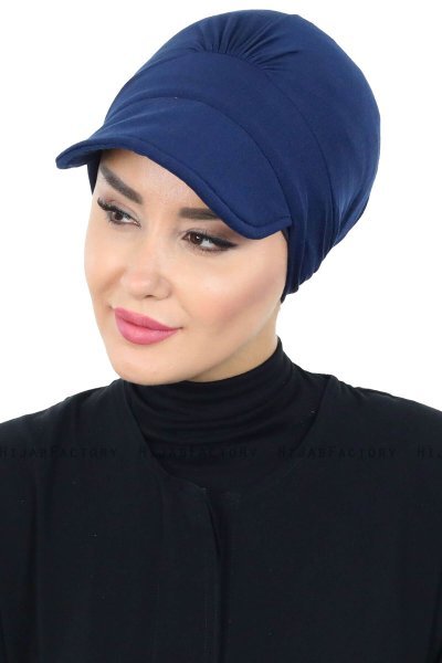 Sandra - Navy Blue Cotton Turban - Ayse Turban