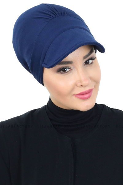 Sandra - Navy Blue Cotton Turban - Ayse Turban