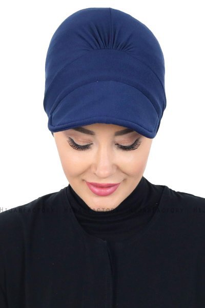 Sandra - Navy Blue Cotton Turban - Ayse Turban