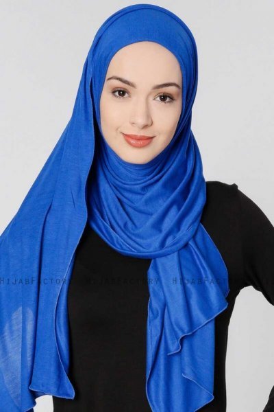 Seda Blå Jersey Hijab Sjal Ecardin 200214a