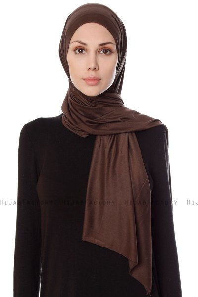 Seda - Brown Jersey Hijab - Ecardin