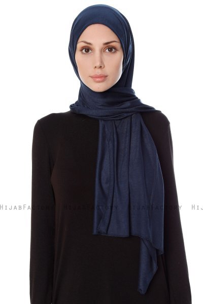 Seda - Navy Blue Jersey Hijab - Ecardin