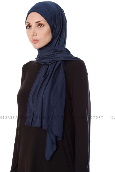 Seda - Navy Blue Jersey Hijab - Ecardin