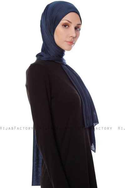Seda - Navy Blue Jersey Hijab - Ecardin