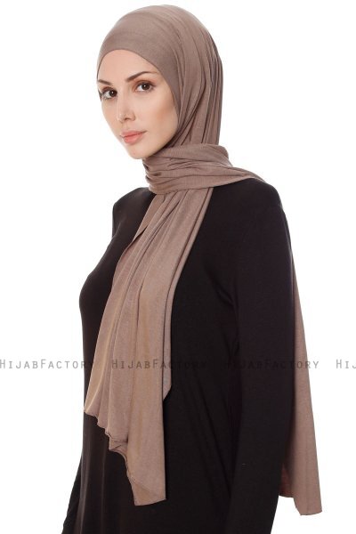 Seda - Dark Taupe Jersey Hijab - Ecardin