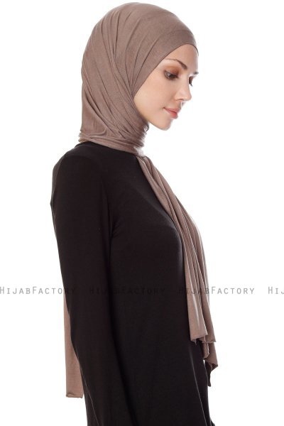 Seda - Dark Taupe Jersey Hijab - Ecardin